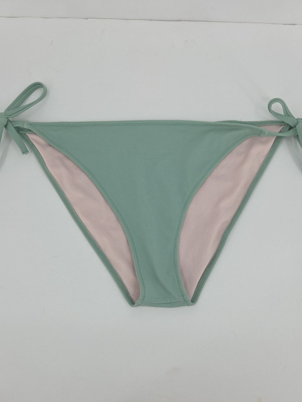 Shade & Shore Sage Green Bikini Bottom with Pink Lining and Side Ties